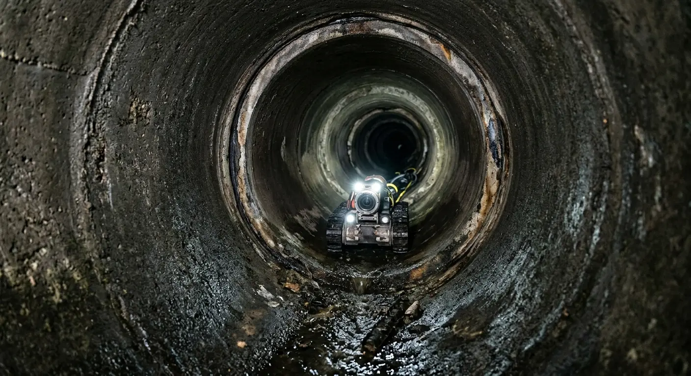 Robotic sewer camera inspecting pipe interior for Sewer Line Repair in Malone